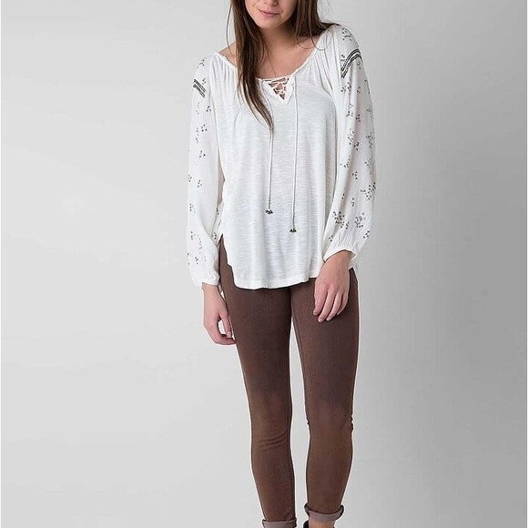 FREE PEOPLE Boho Embellished Flowy Top. Size Small - Picture 1 of 11